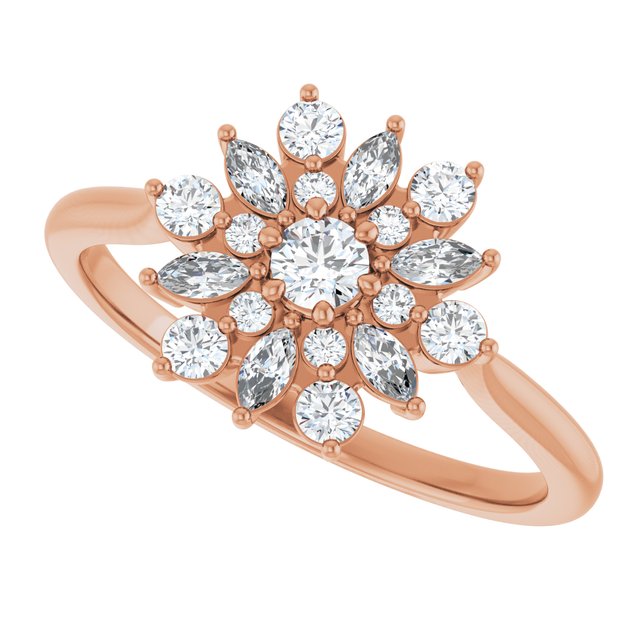 14K Rose 1/2 CTW Natural Diamond Vintage-Inspired Ring